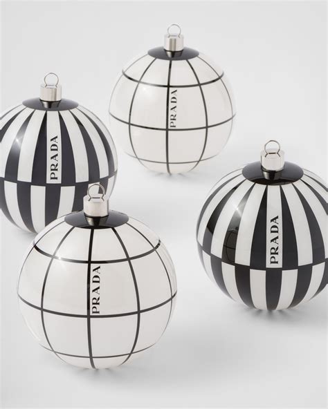 White/black Glass Christmas Ornament Set .